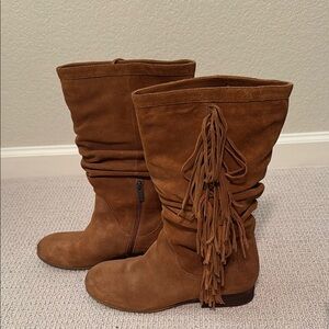 Kenneth Cole Reaction Brown Suede Fringe Boots